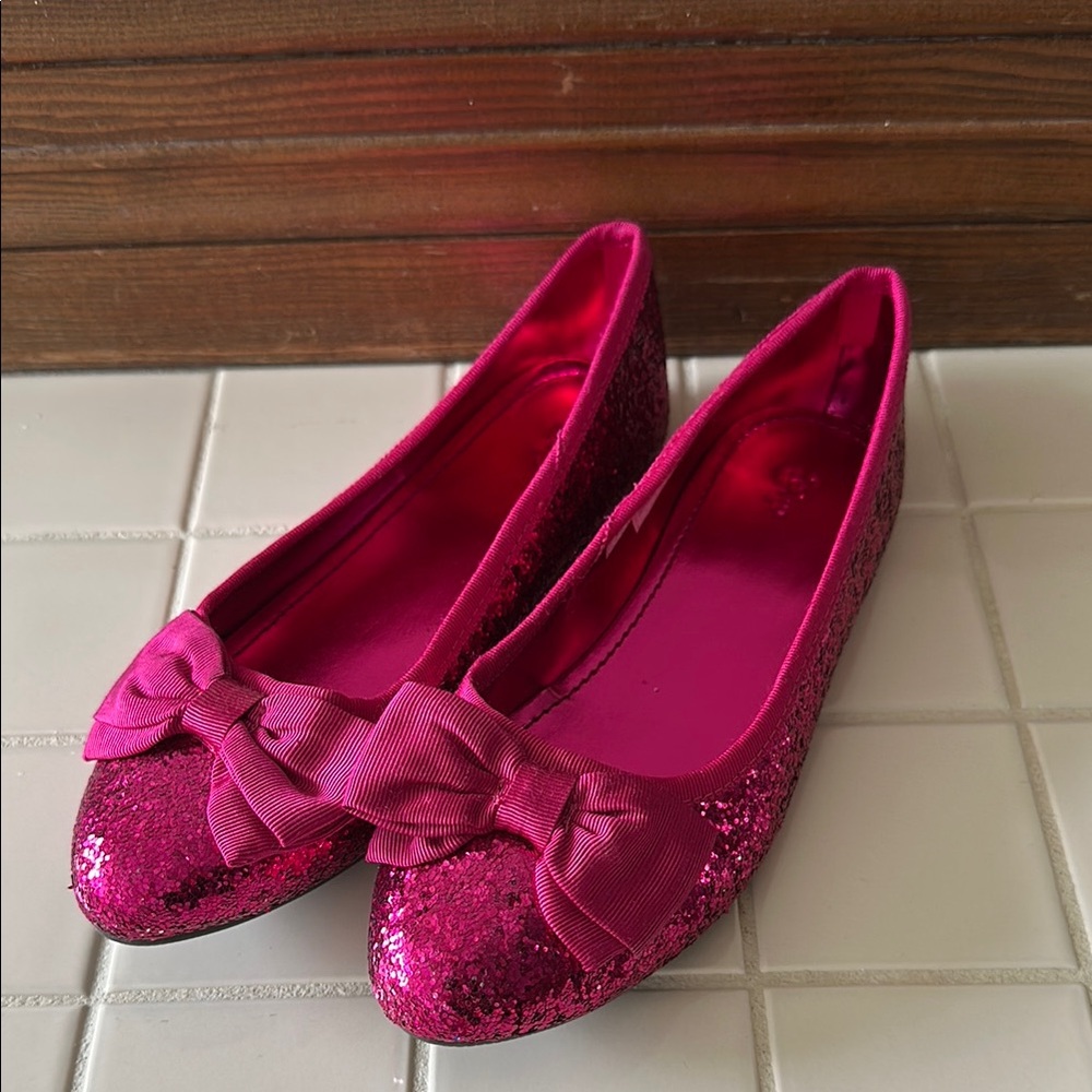 Glittery Gap Pink Ballet Flats kids sz 4 New